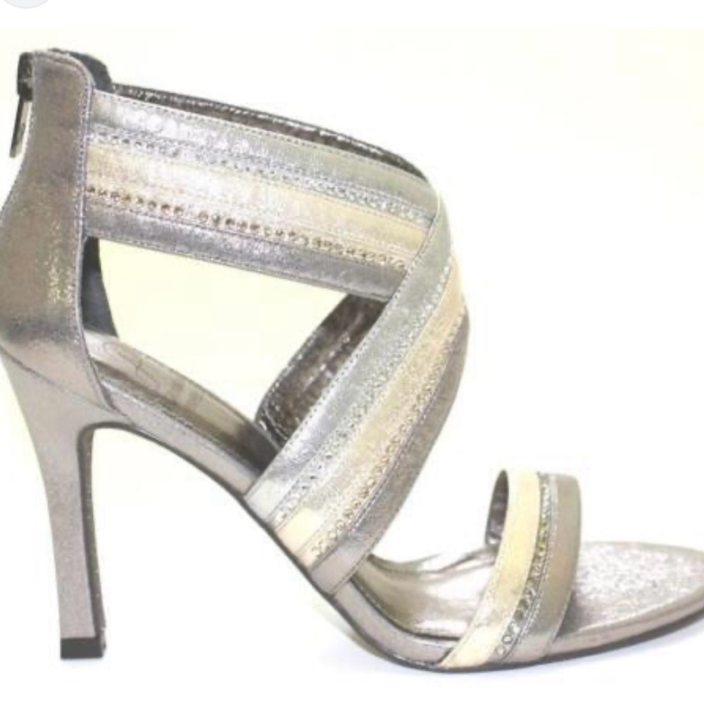Elegant Silver Strappy Heels